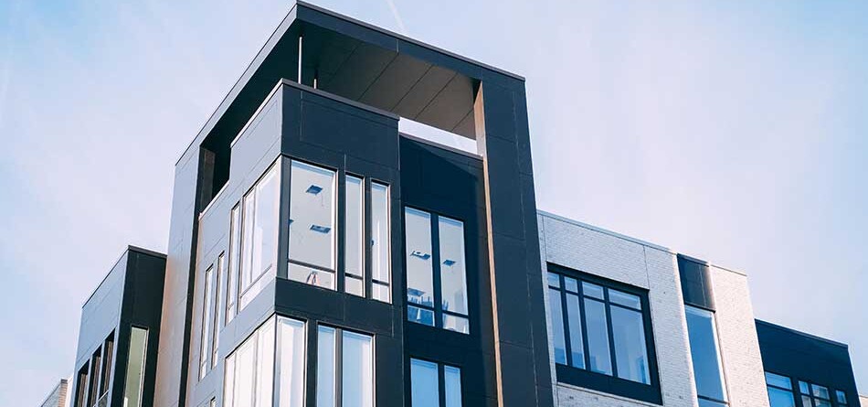close-up of modern apartment building, innovative portfolios perspectives